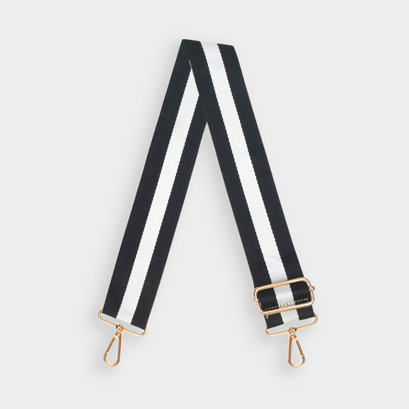 Black & White Stripe Bag Strap