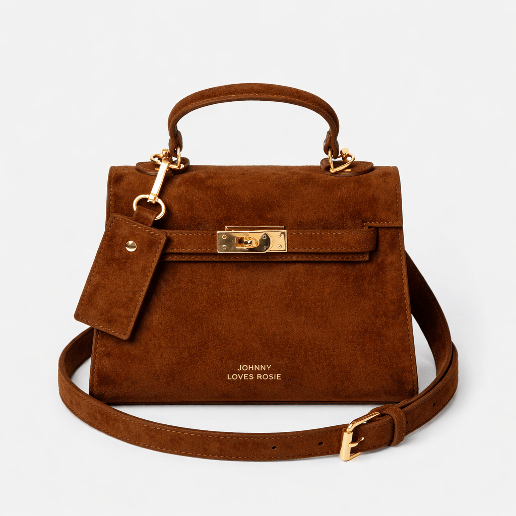 Willow Top Handle Tote Bag Tan Suede - Johnny Loves Rosie *Pre - Order* - JLR London