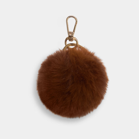 Tan Pom Pom Keyring