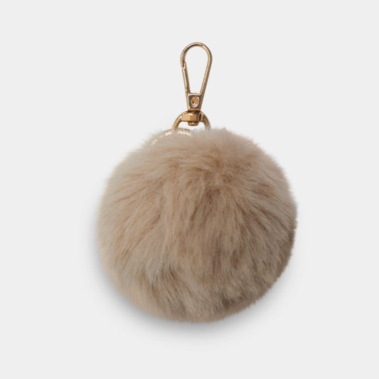 Beige Pom Pom Keyring