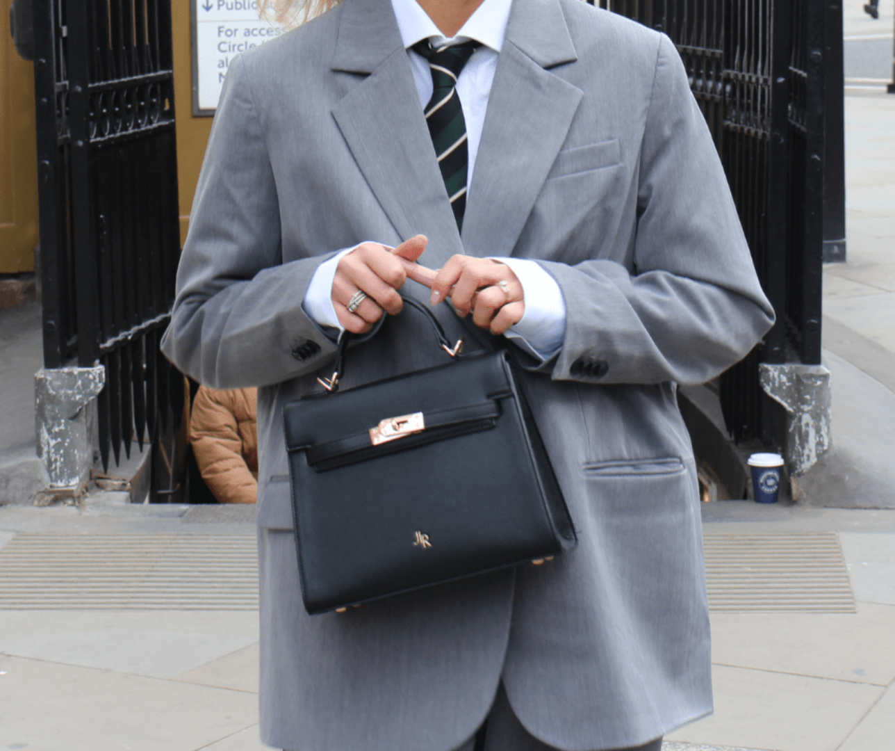 Richmond Top Handle Luxe Leather Tote Bag - Black - JLR London