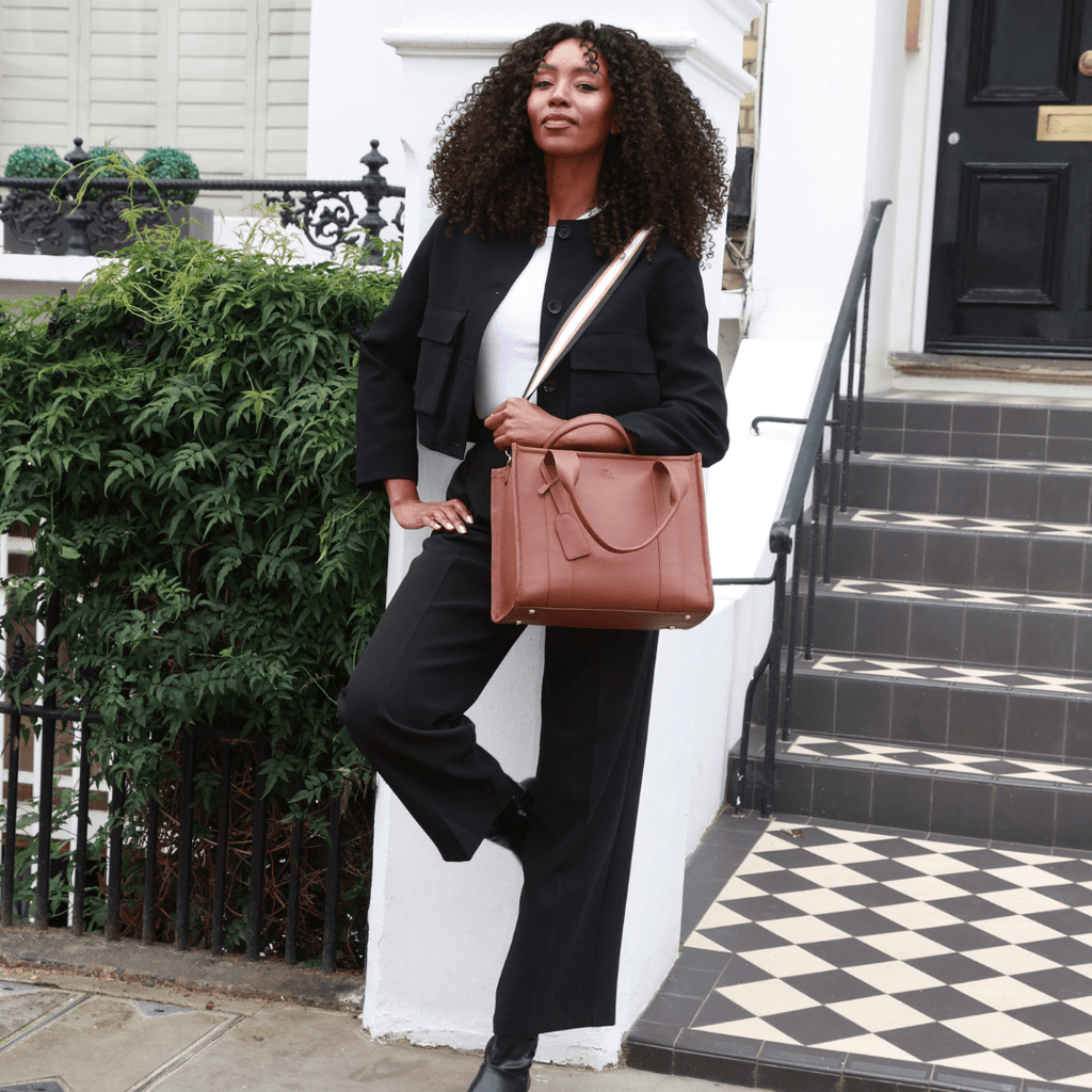 Medium Taylor Luxe leather Tote bag - Tan - JLR London
