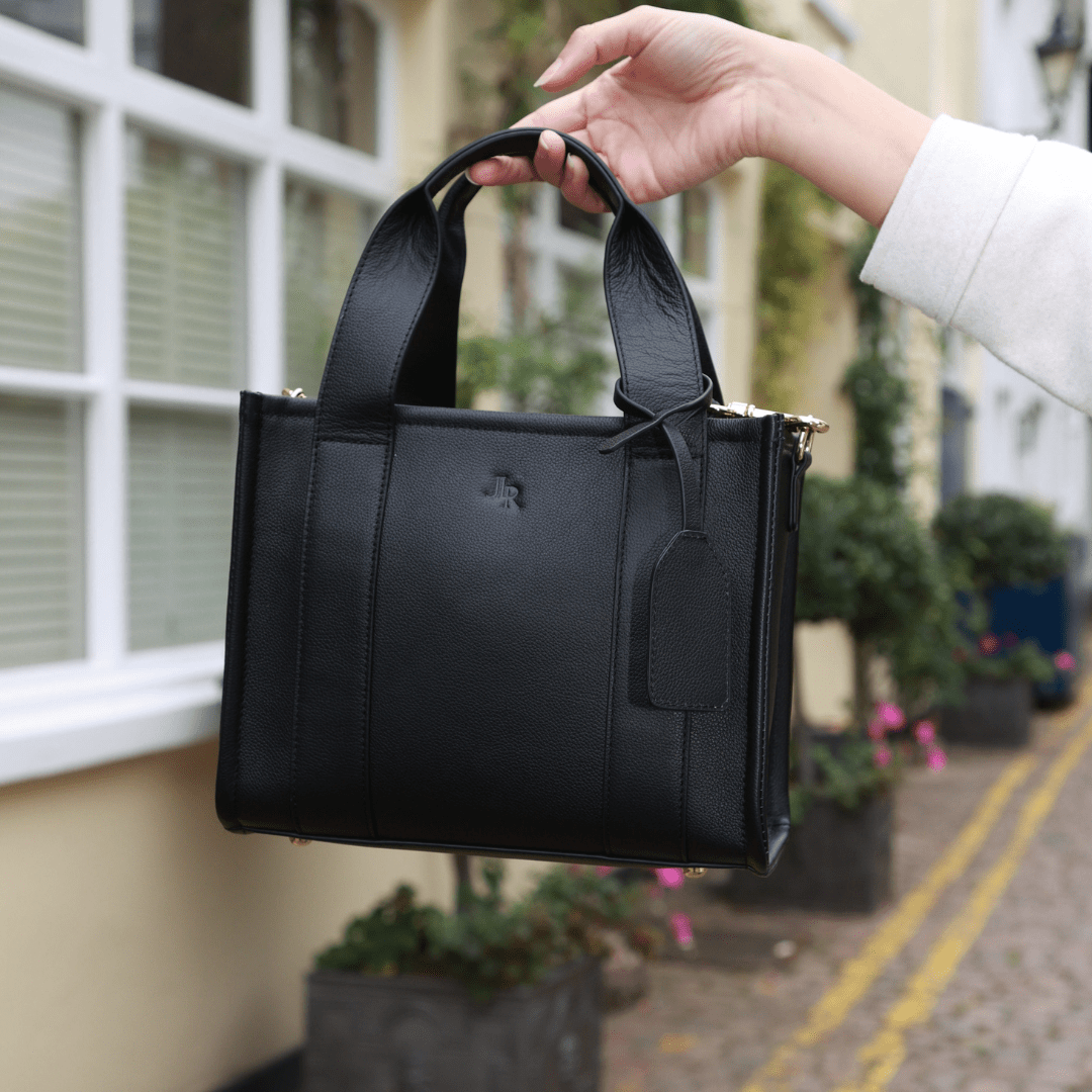 Mini Taylor Luxe Leather Tote bag - Black - JLR London