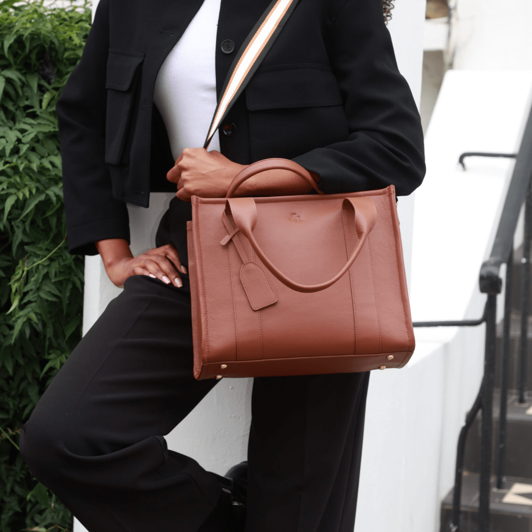 Medium Taylor Luxe leather Tote bag - Tan - JLR London