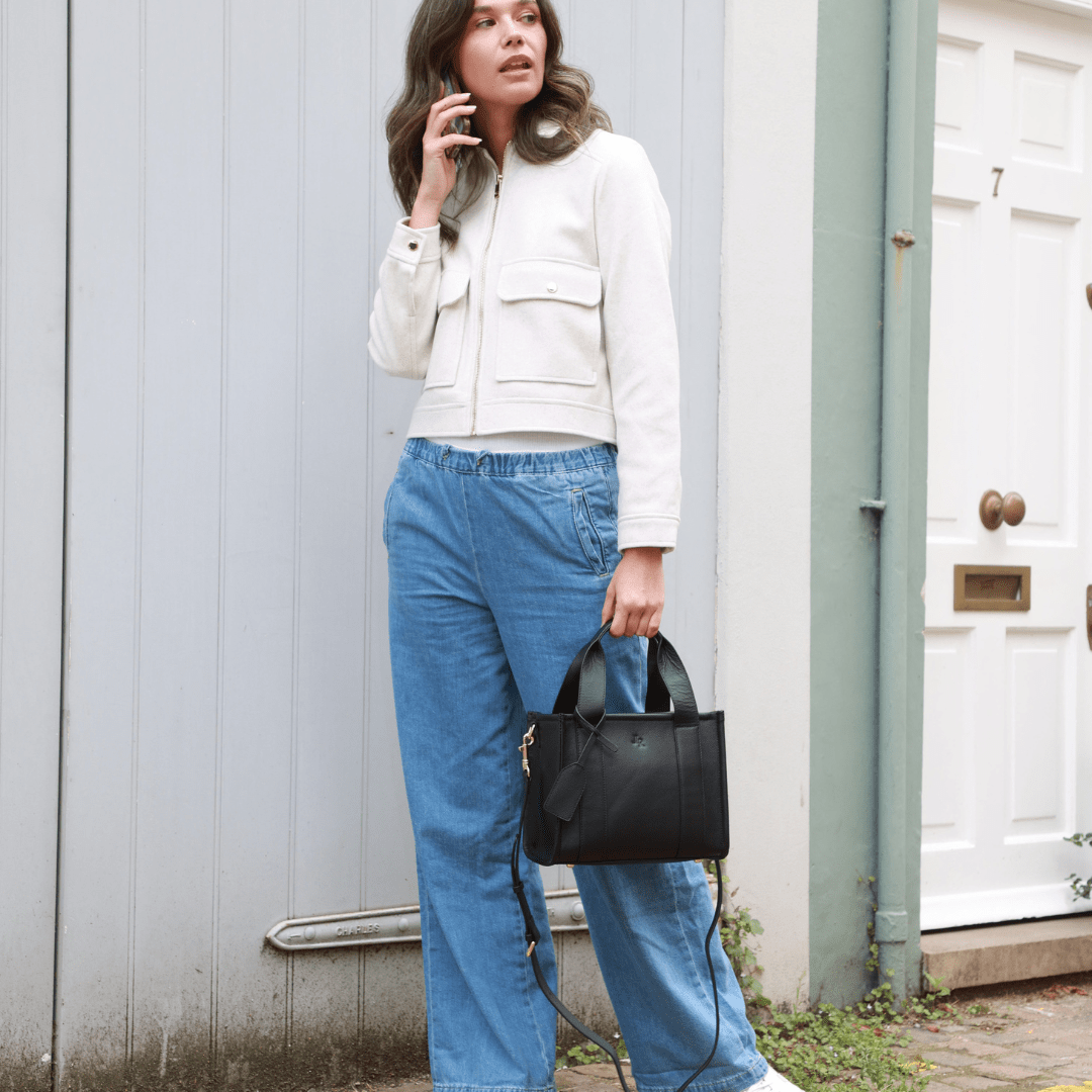 Mini Taylor Luxe Leather Tote bag - Black - JLR London
