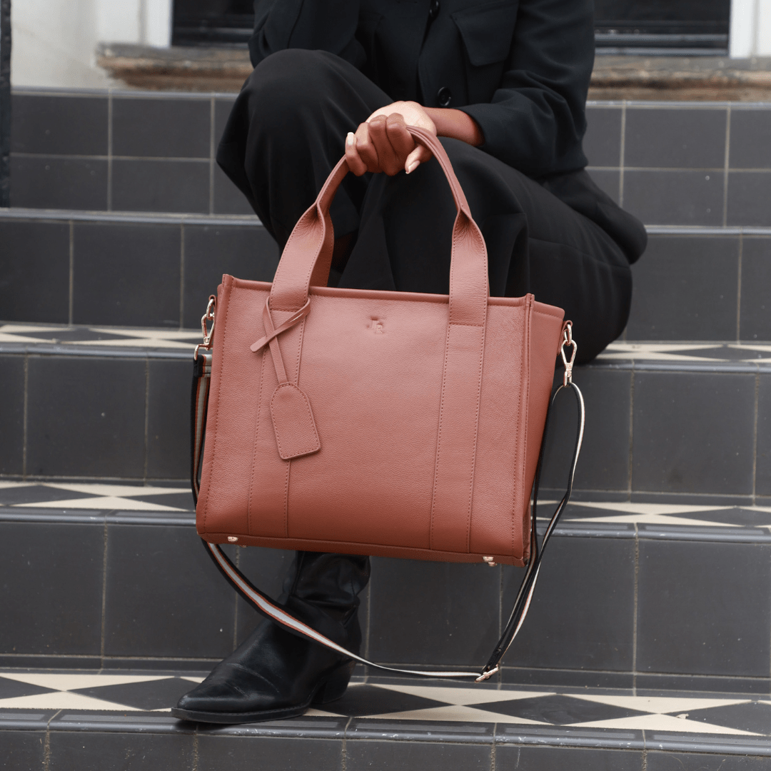 Medium Taylor Luxe leather Tote bag - Tan - JLR London