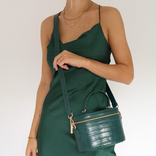 Aspen Circle Bag Emerald Croc - Johnny Loves Rosie - JLR London