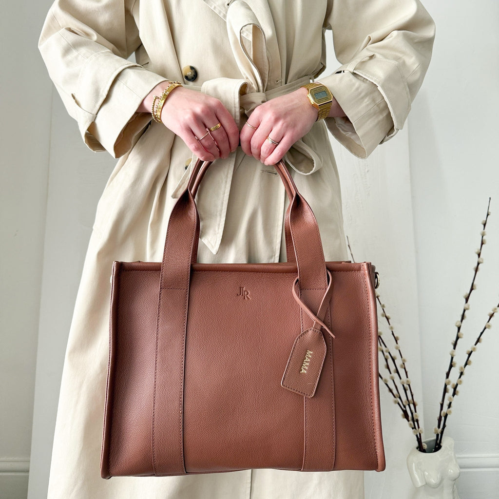 Medium Taylor Luxe leather Tote bag - Tan - JLR London