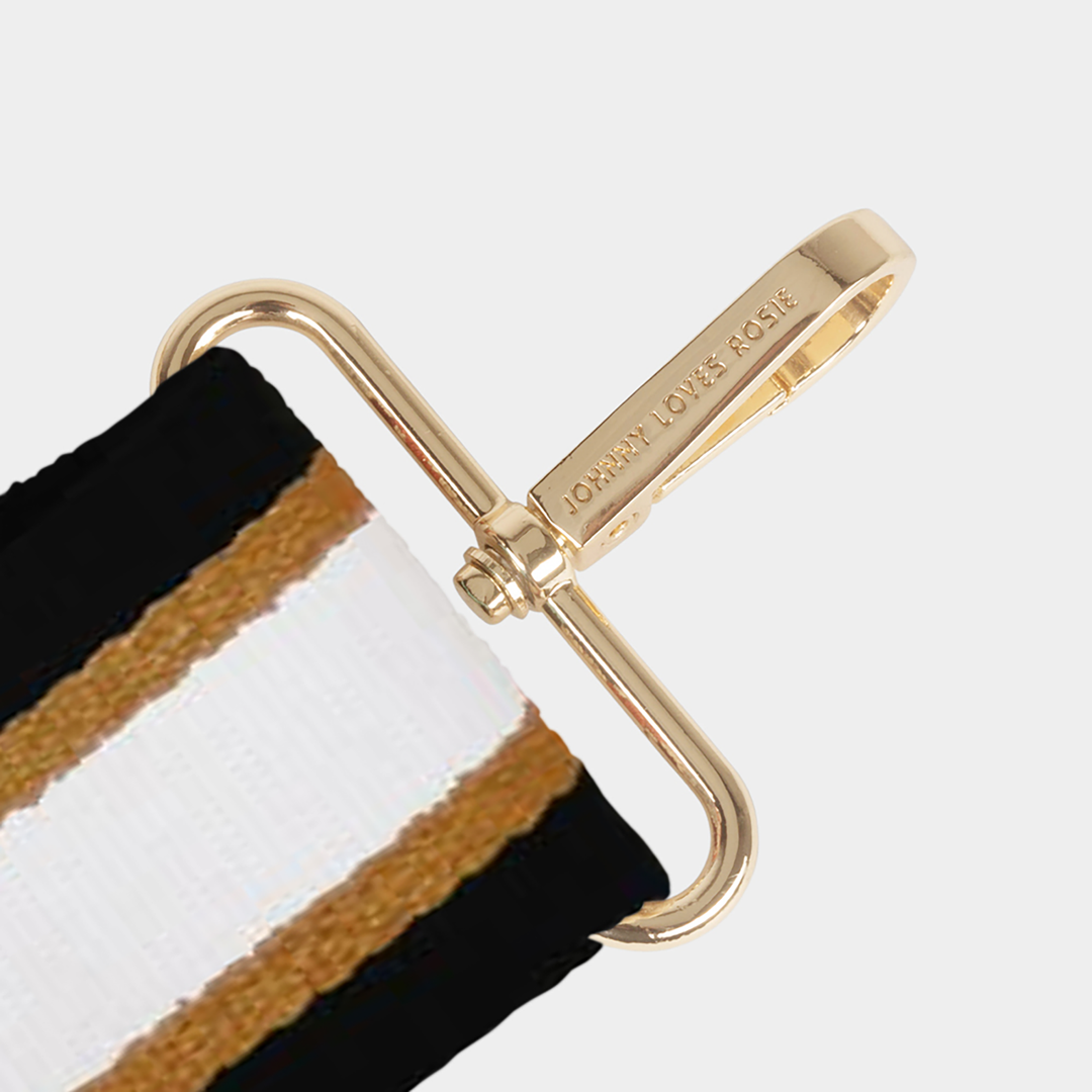 Black & Chocolate Brown Stripe Bag Strap