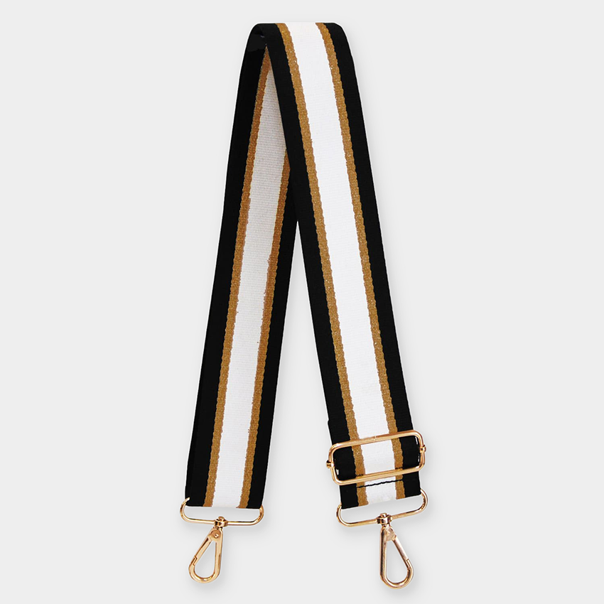Black & Chocolate Brown Stripe Bag Strap