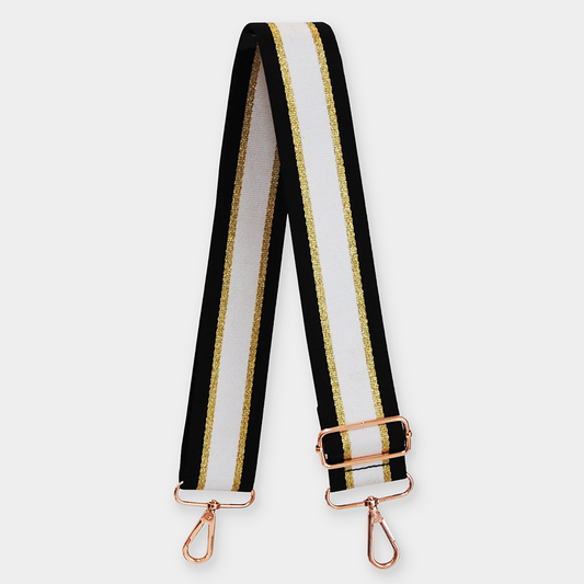Black & Gold Stripe Bag Strap